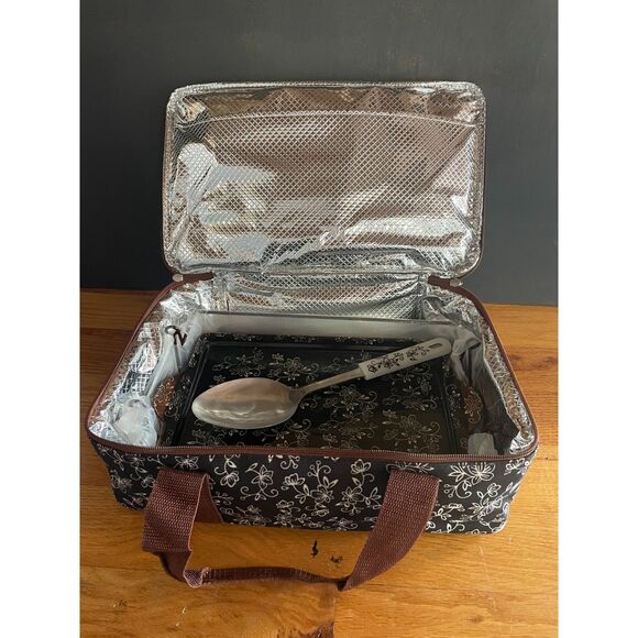 Temp-tations Floral Lace Casserole Tote Set*  Insulated Carrier, Baker, Spoon - Picture 2 of 14